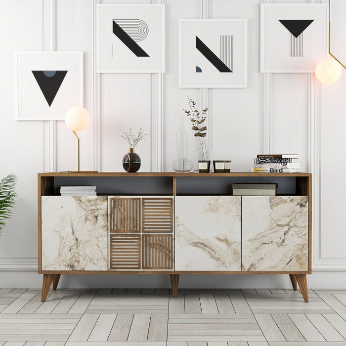Hanah Home Milan 160 - Nogal y mármol blanco